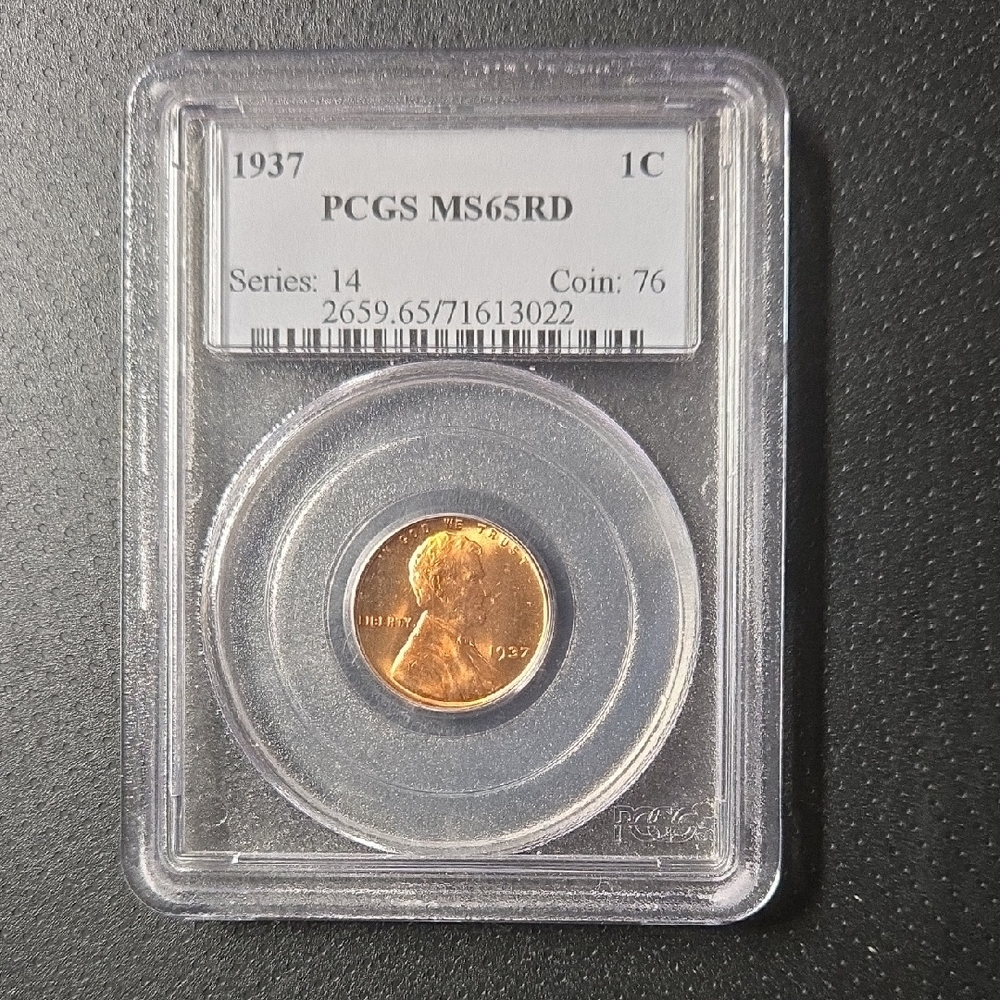 🇺🇸 1937 PCGS MS65RD Penny